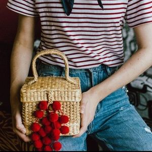 Mini straw bag straw basket bag